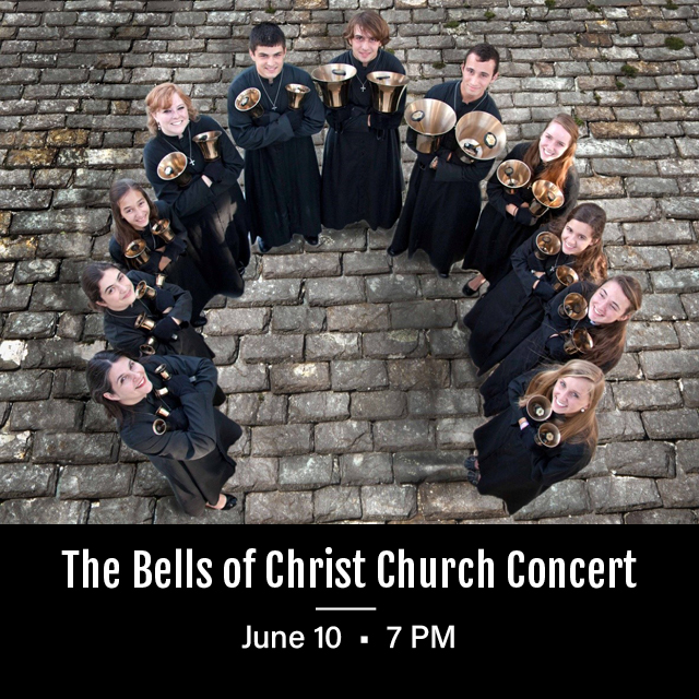Join us on June 10 at 7 PM in the sanctuary for a concert by The Bells of Christ Church. The event is free and open to the public. If you miss the concert, the talented group will also be in worship on Sunday, June 11.
