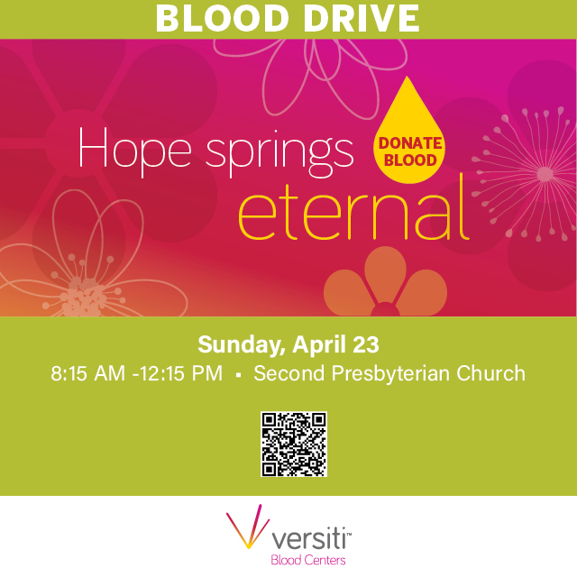 Versiti Blood Drive at Second



Upcoming blood drive dates:


	April 23
	July 9


