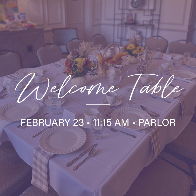 Next Date: February 23, 11:15 AM – 12:30 PM, Parlor
New to Second? Come to the Welcome Table to meet others for a meal and conversation led by pastors and staff of Second. We can’t wait to get to know you!


